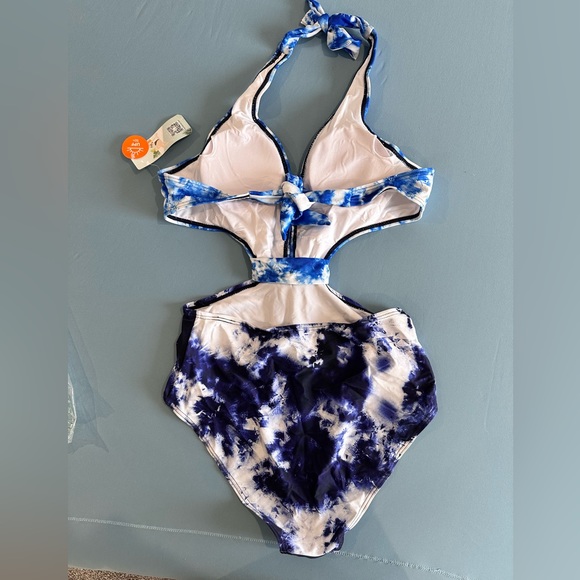 Women's Large tie dye one piece cutout swim suit - Picture 2 of 3